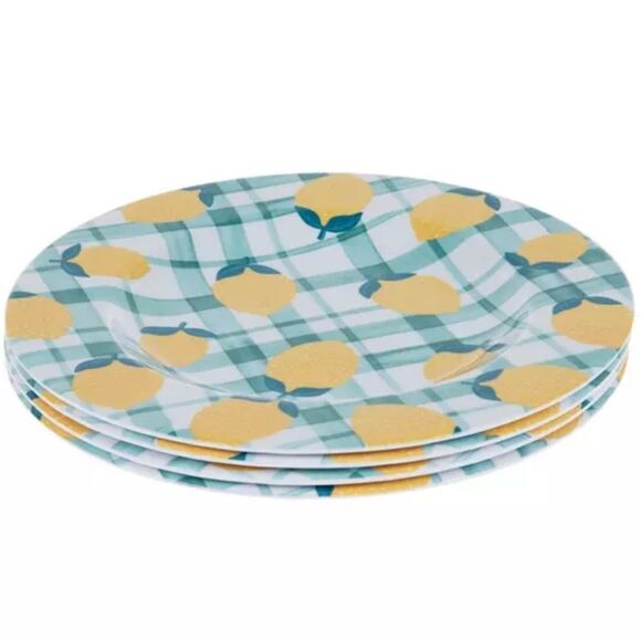 PLAID LEMON SALAD PLATES - Picture 2 of 3